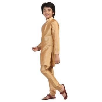 Gold plain dupion boys-kurta-pyjama 2