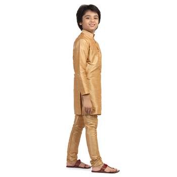 Gold plain dupion boys-kurta-pyjama 3