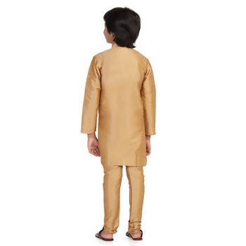 Gold plain dupion boys-kurta-pyjama 4