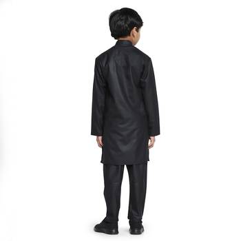 Black plain cotton boys-kurta-pyjama 3