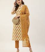 Yellow printed pure cotton salwar