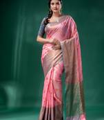 Light Pink Cotton Silk saree with woven design