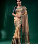 Off White Cotton Silk saree with woven design
