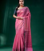 Rouge Pink Blended Silk Brocade handwoven soft saree
