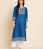 Morpeach Colour Cotton Kurti With Smart Thread Work Embroidery Work