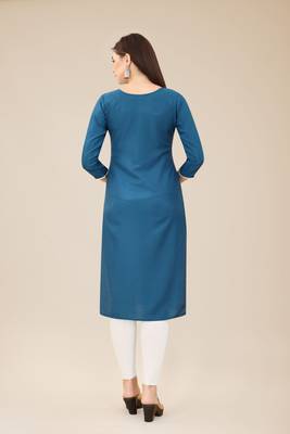 Smart Budgeted Blue Colour Chinon Fabric Kurti For Casual Formal Looks 2