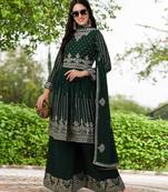 Trendmalls Trendmalls Green Georgette Embroidered Party Wear Kurta Pant with Dupatta Salwar Suit Set