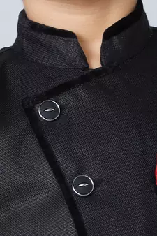 ANAN Black Plain Blended Cotton Kids Sherwani & Dhoti