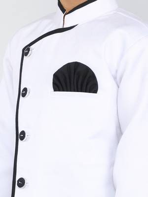 ANANN White Plain Blended Cotton Kids Sherwani & Dhoti 4