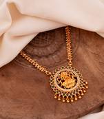 Gold MEDIUM length chain with Big Laxmi pendant one gram gold