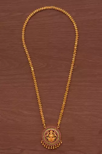 Golden MEDIUM length chain with big Laxmi pendant one gram gold 