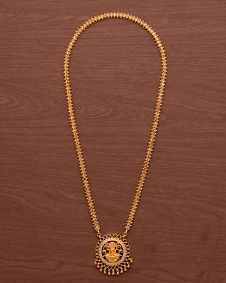 Gold MEDIUM length chain with Big Laxmi pendant one gram gold 2