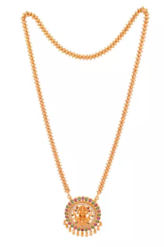 Gold MEDIUM length chain with Big Laxmi pendant one gram gold