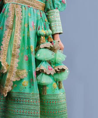 Mint Green Embroidered Pleated Anarkali Set 3