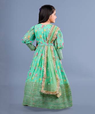 Mint Green Embroidered Pleated Anarkali Set 5