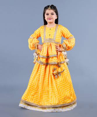 Yellow Layered Lehenga Set 2