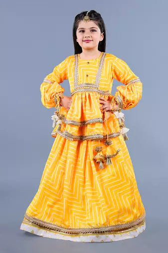 Yellow Layered Lehenga Set