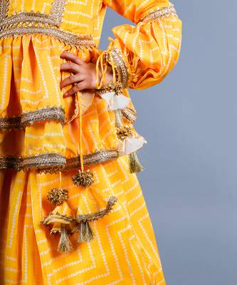 Yellow Layered Lehenga Set 3