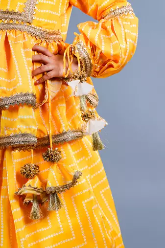 Yellow Layered Lehenga Set