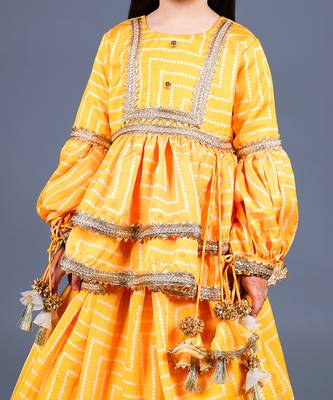 Yellow Layered Lehenga Set 4
