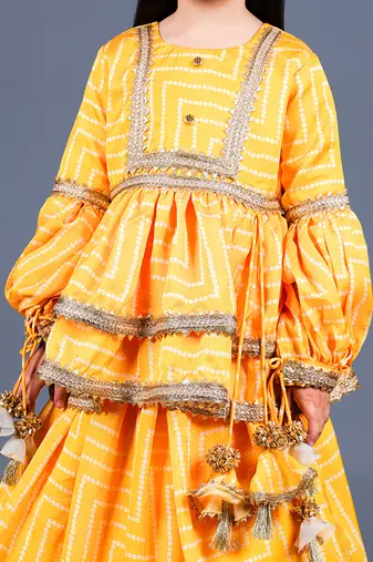 Yellow Layered Lehenga Set