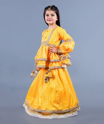 Yellow Layered Lehenga Set 5