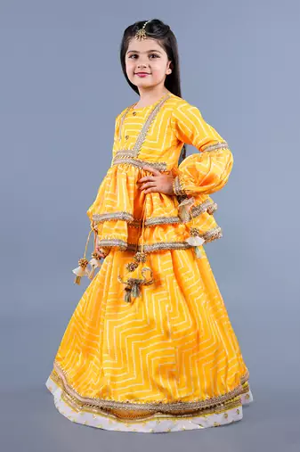 Yellow Layered Lehenga Set