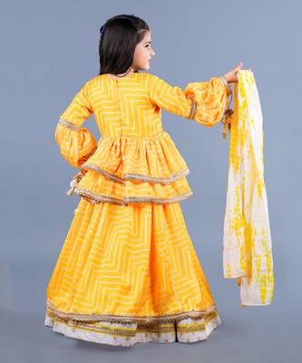 Yellow Layered Lehenga Set 6