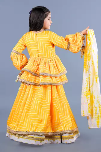 Yellow Layered Lehenga Set