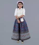 White Floral Embroidered Skirt Set