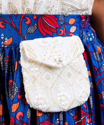 White Floral Embroidered Skirt Set 5