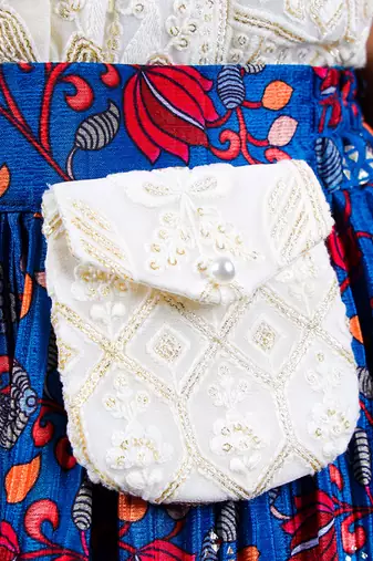 White Floral Embroidered Skirt Set