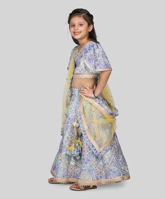 Blue Floral Print Lehenga Set 2