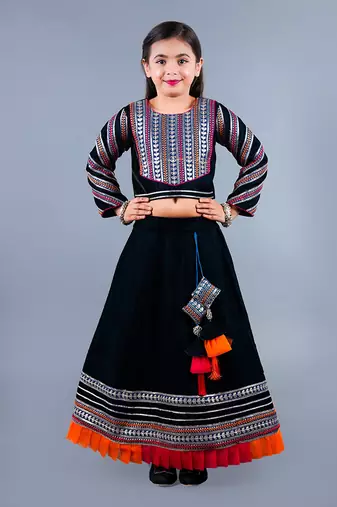 Black Embroidered Velvet Lehenga Set