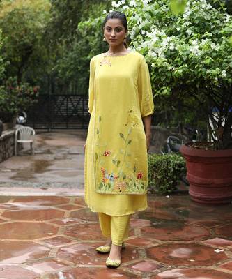 Yellow Double Layered Kurta Set 1