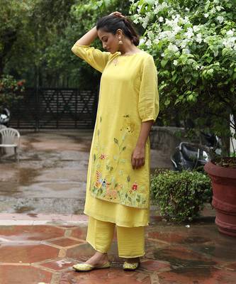 Yellow Double Layered Kurta Set 2