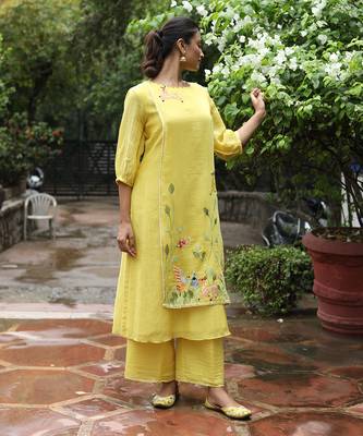 Yellow Double Layered Kurta Set 6