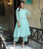 Mint Green Handwoven Chanderi Kurta Set