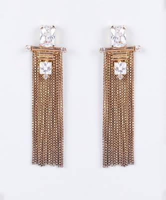 Gold Finish Earrings With Tassels 1