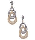 Two Tone Finish American Diamond Long Earrings
