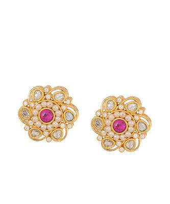 Gold Finish Stud Earrings 1