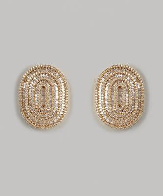 Gold Finish Diamond Stud Earrings 1