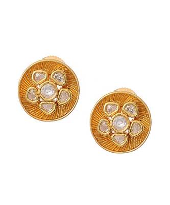 Gold Finish Kundan Stud Earrings 1