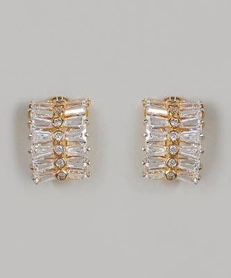 Gold Finish Zircons Stud Earrings 1