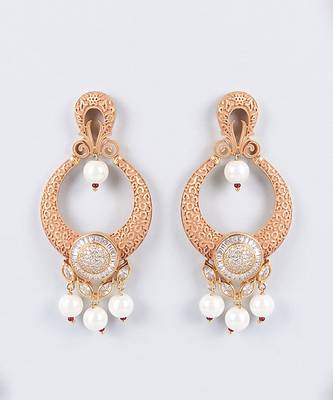 Two Tone Finish Earrings With Zircons 1