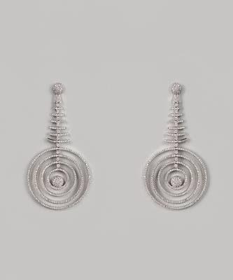 White Finish Diamond & Zircons Dangler Earrings 1