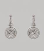 White Finish Diamond & Zircons Dangler Earrings