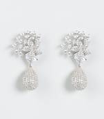 White Finish Diamond Stud Earrings