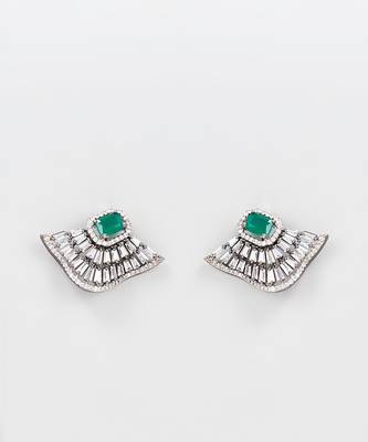 White Finish Diamond Stud Earrings 1