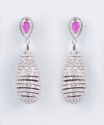 White Rhodium Finish Earrings With Diamonds 1